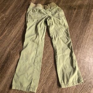 Green Khaki Girls Pants with Elastic Waistband